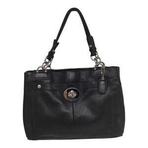 Coach Penelope Purse Leather Carryall Satchel Black Pebble F16531 Twist Lock